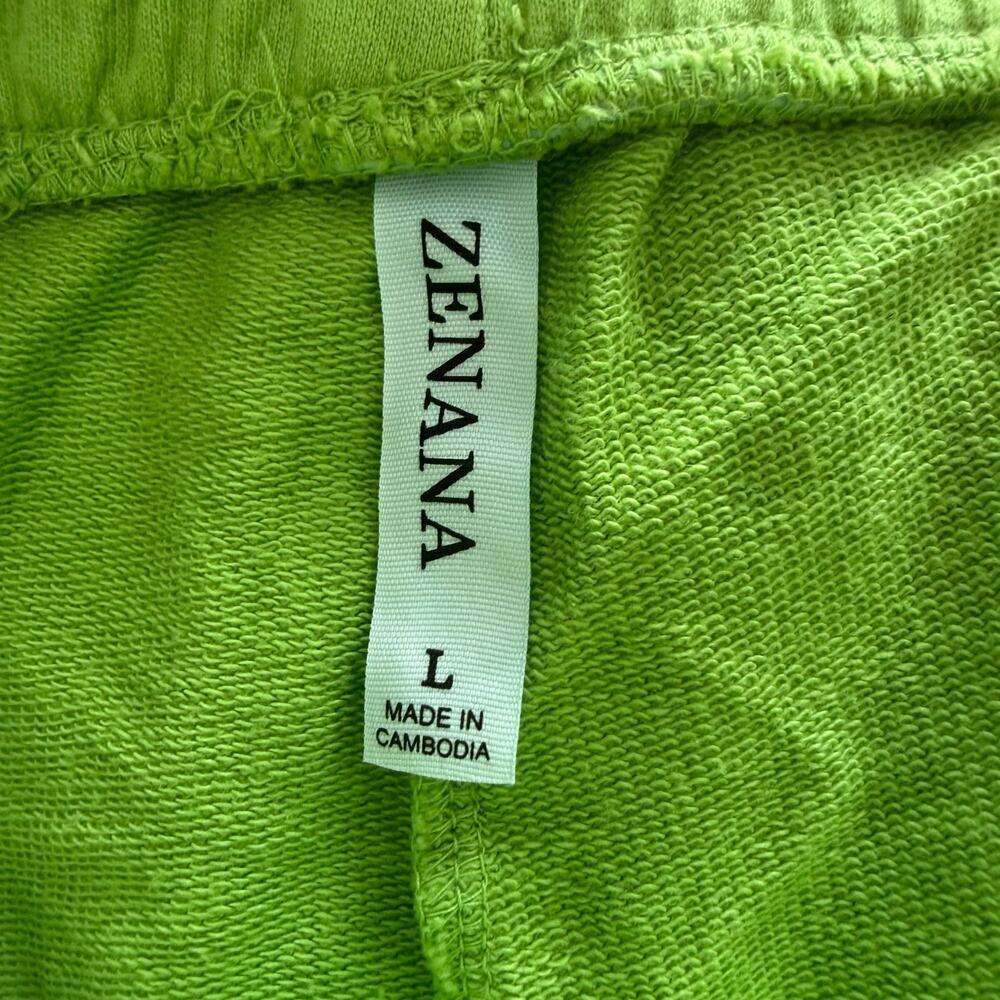 Zenana Dip Dye Ombre Green Pull On Sweat Shorts Size Large Casual - Picture 5 of 5